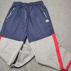 Akademiks Track Pants Men 2XL Navy Blue Grey Colorblock Zipper Cuffs Streetwear